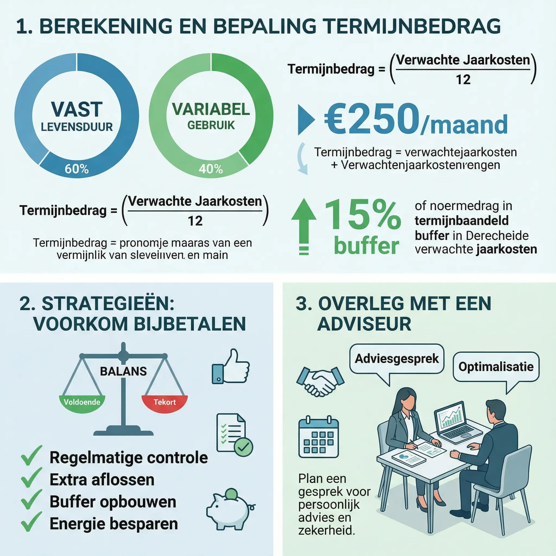 Termijnbedrag: hoe wordt het bepaald, hoe voorkom je bijbetalen, en wanneer aanpassen?